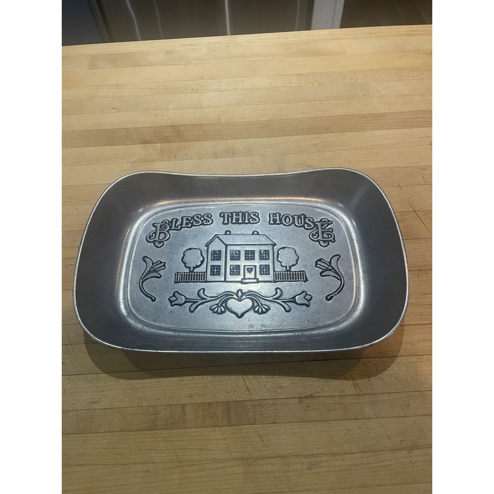 Pewter Bless This House Bread Tray RWP Wilton Armetale #601013 Farmhouse Cottage